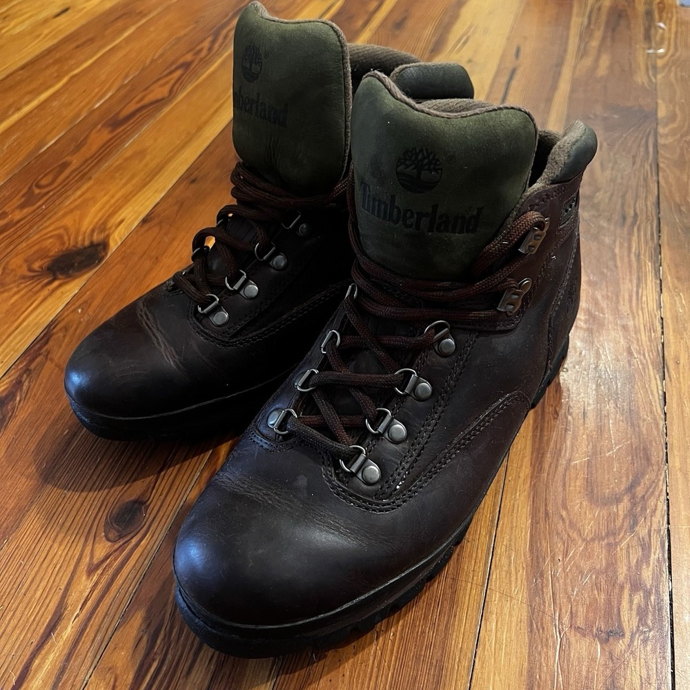 Vintage Timberland Men's Leather‎ Hiking Boots Brown Y2K Outdoor Trail Size 10M